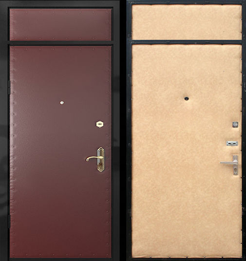 Входная металлическая дверь винилискожа, с верхней вставкой СП003